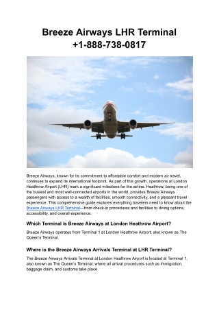 Breeze Airways LHR Terminal  1-888-738-0817