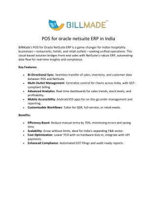 POS for Oracle Netsuite ERP System: ERP solution for Enterprises