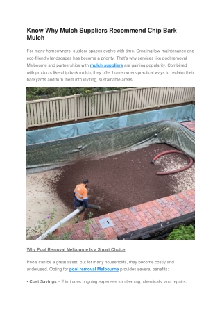 Know Why Mulch Suppliers Recommend Chip Bark Mulch