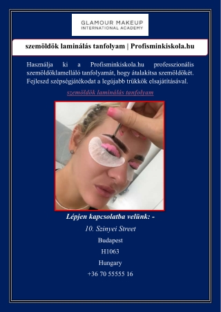 szemöldök laminálás tanfolyam | Profisminkiskola.hu