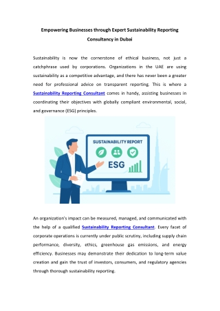 Empowering Businesses through Expert Sustainability Reporting Consultancy