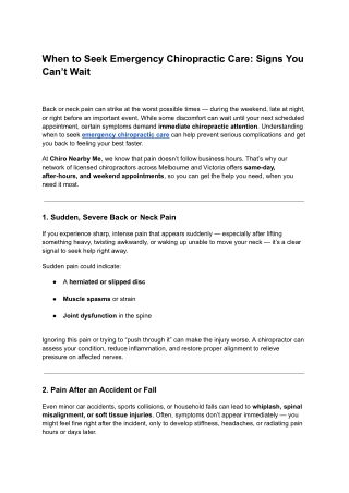 Emergency and Weekend Chiropractor Melbourne | Chiro Nearby Me