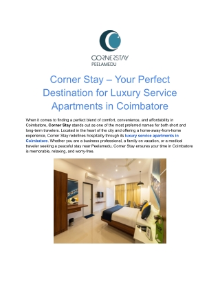 Corner Stay – Your Perfect Destination for Luxury Service Apartments in Coimbatore