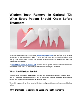 Wisdom Teeth Removal in Garland, TX_ What Every Patient Should Know Before Treatment