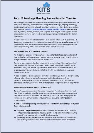 Local IT Roadmap Planning Service Provider Toronto