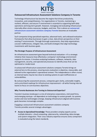 Outsourced Infrastructure Assessment Solutions Company Toronto