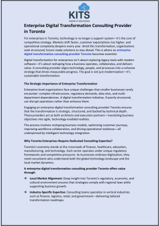 Enterprise Digital Transformation Consulting Provider Toronto