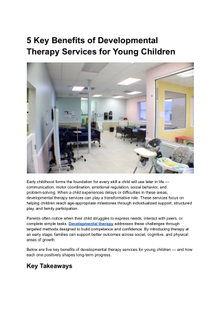 5 Key Benefits of Developmental Therapy Services for Young Children