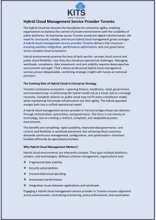 Hybrid Cloud Management Service Provider Toronto