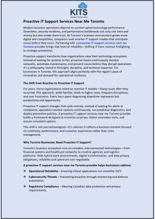 Proactive IT Support Services Near Me Toronto