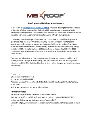 Pre Engineered Buildings Manufacturers