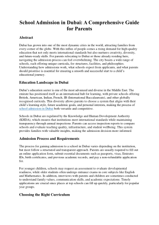 Sixth Form School in Dubai: Shaping Tomorrow’s Leaders