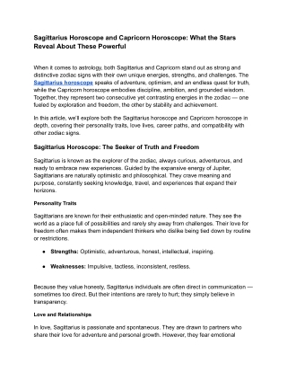 Sagittarius Horoscope and Capricorn Horoscope: What the Stars Reveal About These