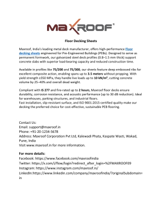 Floor Decking Sheet Manufacturers: Solutions for the top