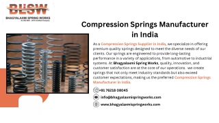 Compression Springs Manufacturer, Spring Exporter in India