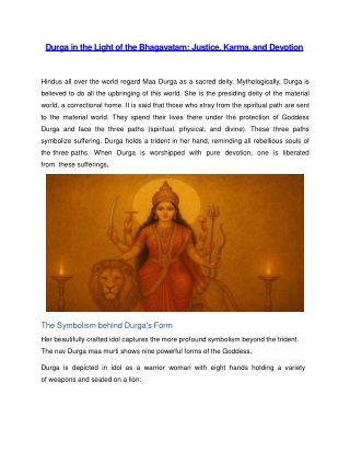 Durga in the Light of the Bhagavatam: Justice, Karma, and Devotion