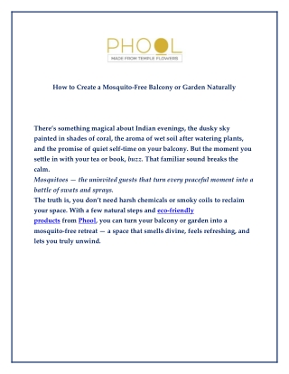 How to Create a Mosquito-Free Balcony or Garden Naturally