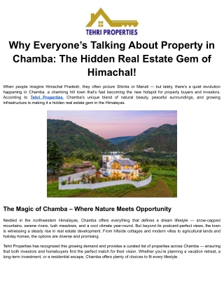 Why Everyone’s Talking About Property in Chamba_ The Hidden Real Estate Gem of Himachal