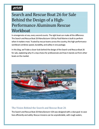 Search and Rescue Boat 26 for Sale Behind the Design of a High-Performance Aluminum Rescue Workboat