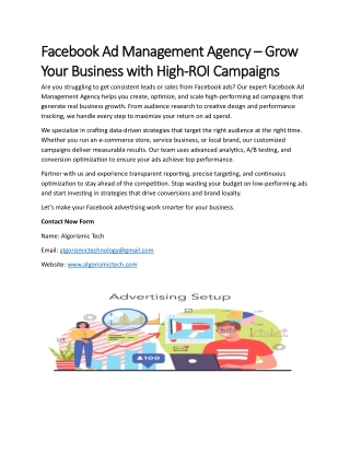 Facebook Ad Management Agency