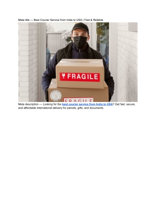 _Best Courier Service from India to USA _ Fast & Reliable