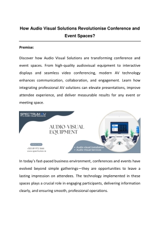How Audio Visual Solutions Revolutionise Conference and Event Spaces