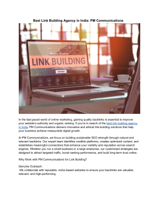 Best Link Building Agency in India_ PM Communications