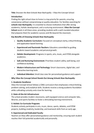 Best Schools Near Bachupally | Vikas the Concept School