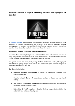 Jewellery Product Photographer in London | Pinetree Studios