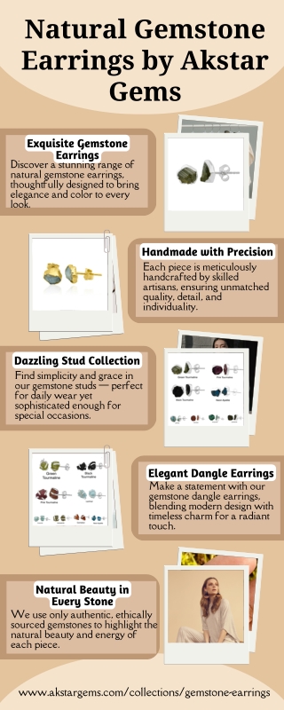 Natural Gemstone Earrings, Handmade Studs, Gemstone Dangle Earrings Collection