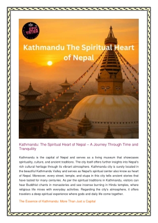 Kathmandu The Spiritual Heart of Nepal
