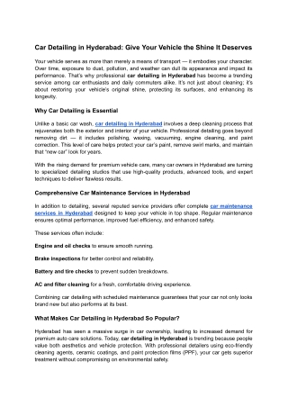 Car Detailing in Hyderabad_ Give Your Vehicle the Shine It Deserves