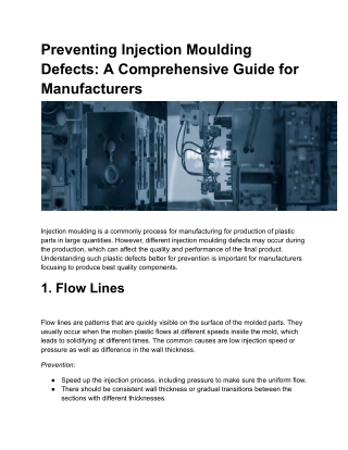 Preventing Injection Moulding Defects_ A Comprehensive Guide for Manufacturers