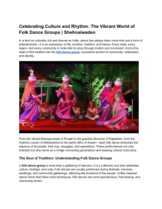 Celebrating Culture and Rhythm The Vibrant World of Folk Dance Groups  Shehnaiwaden