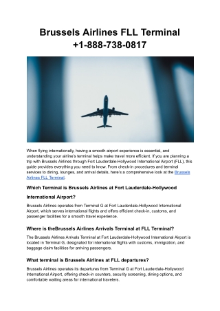 Brussels Airlines FLL Terminal  1-888-738-0817