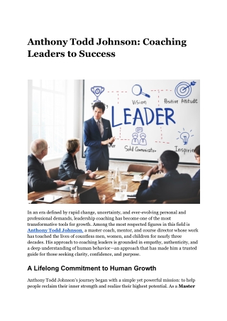 Anthony Todd Johnson: Coaching Leaders to Success