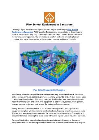 Play School Equipment in Bangalore