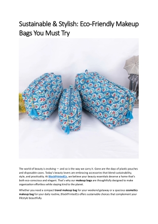 Sustainable & Stylish Eco-Friendly Makeup Bags You Must Try