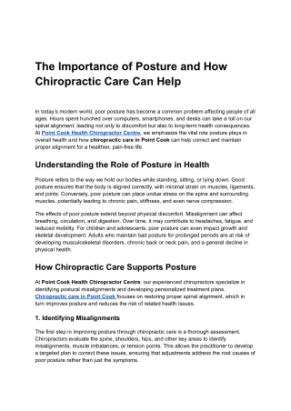 Point Cook Health Chiropractor Centre