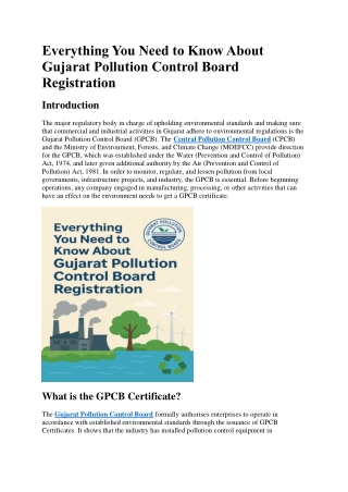 Everything You Need to Know About Gujarat Pollution Control Board Registration
