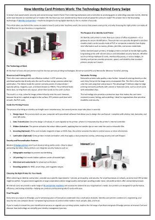 How Identity Card Printers Work The Technology Behind Every Swipe