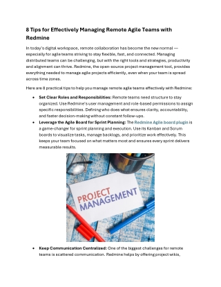 8 Tips for Effectively Managing Remote Agile Teams with Redmine