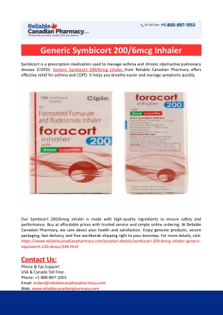 Generic Symbicort 2006mcg Inhaler