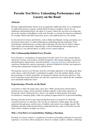 Porsche Test Drive: Unleashing Performance and Luxury on the Road