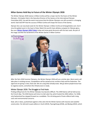 Milan Games Hold Key to Future of the Winter Olympic 2026