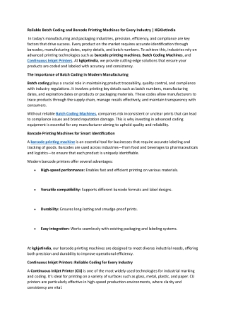 Reliable Batch Coding and Barcode Printing Machines for Every Industry