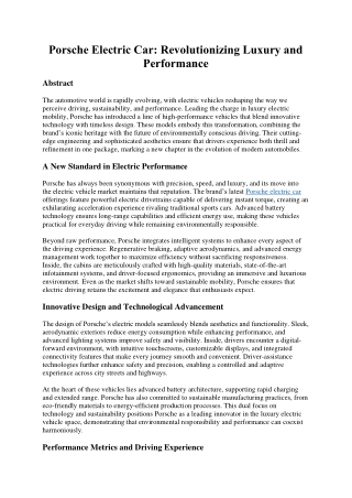 Porsche Electric Car: Revolutionizing Luxury and Performance