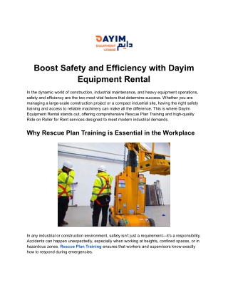 Dayim Equipment Rental – Certified Manlift Operator Training