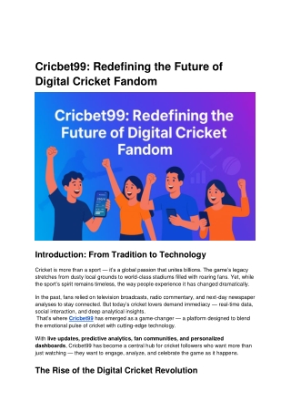 Cricbet99_ Redefining the Future of Digital Cricket Fandom