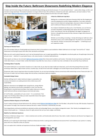Step Inside the Future Bathroom Showrooms Redefining Modern Elegance